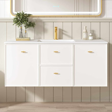 Nohoana 1200mm Matte White Wall Hung Single Vanity with Ceramic Countertop