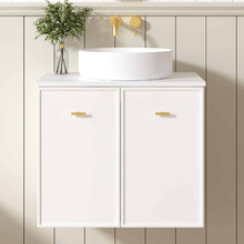 Wailani 600mm Matte White Wall Hung Single Vanity with Stone Countertop