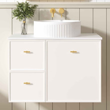 Wailani 750mm Matte White Wall Hung Single Vanity with Stone Countertop