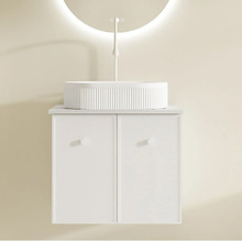 Palila 600mm Matte White Wall Hung Single Vanity with Stone Countertop