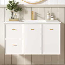 Nohoana 900mm Matte White Wall Hung Single Vanity with Ceramic Countertop