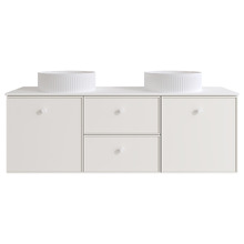 Palila 1500mm Matte White Wall Hung Double Vanity with Stone Countertop