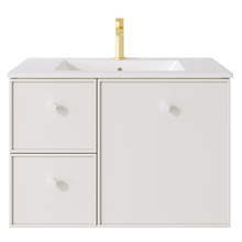 Palila 750mm Matte White Wall Hung Single Vanity with Ceramic Countertop