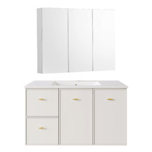Nohoana 900mm Matte White Wall Hung Vanity & Mirror Cabinet Package