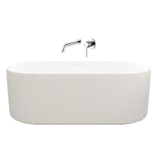 Salem Matte White Oval Acrylic Freestanding Bath & Wall Mixer Set