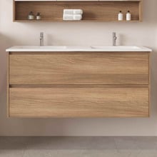 Horizon 1200mm Light Oak Wall Hung Double Vanity