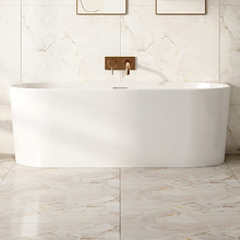 Muse 1190mm Gloss White Acrylic Back to Wall Bath with Overflow