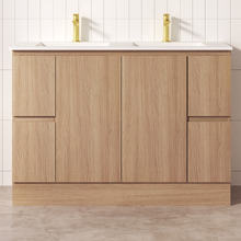 Byron 1200mm Light Oak Freestanding Double Vanity with Removable Kickboard