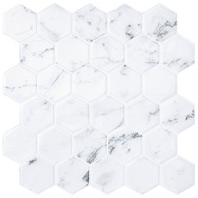 White Marble Hexagon Stick on Tile (10 Pack)
