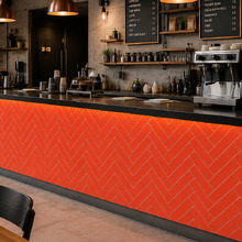 Peel & Stick Matte Orange Herringbone Stick on Tile (10 Pack)