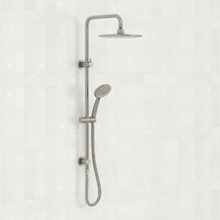 Loui Brushed Nickel Square Gooseneck Twin Shower