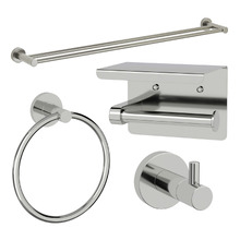 Elle Brushed Nickel Towel Rail & Bathroom Accessory Package