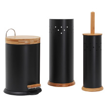 3 Piece Toilet Roll Holder, Brush & Bin Set