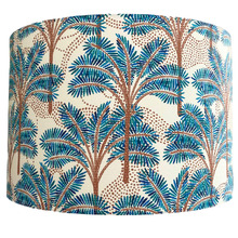 Coastal Palms Turquoise Cotton Lamp Shade