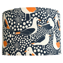 Summer Seagulls Navy Cotton Lamp Shade