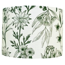 Australian Garden Green & White Linen Lamp Shade