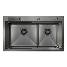 Belle Luxe 820mm Double Stainless Steel Kitchen Sink & Accessories Package