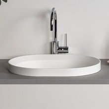 Pere 500mm Matte White Oval Semi-Inset Basin
