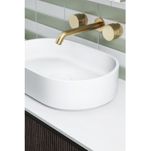 Lune 450mm Matte White Oval Solid Surface Above Counter Basin