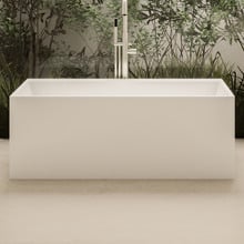 Cdesign Matte White Solid Surface Freestanding Bath with Overflow