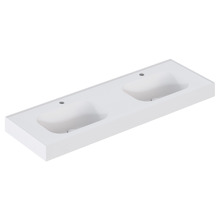 Mia 1500mm Matte White Wall Hung Double Basin with Overflow