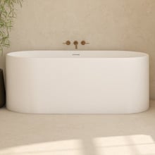 Kanso Matte White Solid Surface Freestanding Bath with Overflow