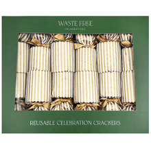 Gold Stripes Cane DIY Reusable Christmas Crackers (Set of 6)