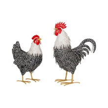 2 Piece Sanders Rooster & Hen Garden Statue Set
