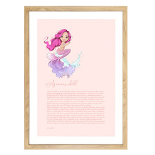 Zodiac Aquarius Child Mermaid Printed Wall Art