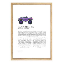 Zodiac Aquarius Child, Monster Truck Printed Wall Art