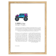 Zodiac Libra Child Monster Truck Printed Wall Art