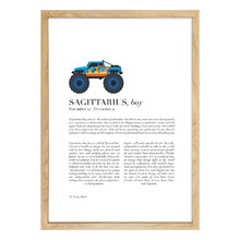 Zodiac Sagittarius Child Monster Truck Printed Wall Art