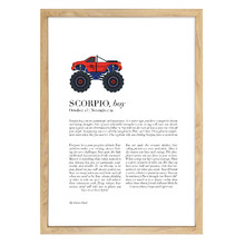 Zodiac Scorpio Child Monster Truck Printed Wall Art