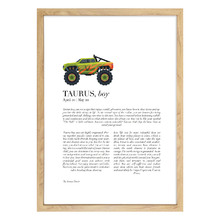 Zodiac Taurus Child Monster Truck Printed Wall Art