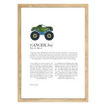 Zodiac Cancer Child Monster Truck Printed Wall Art