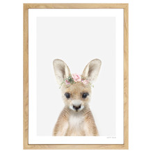 Baby Kangaroo Rose Crown Printed Wall Art