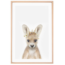 Baby Kangaroo Daisy Crown Printed Wall Art