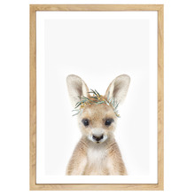 Baby Kangaroo Eucalyptus Crown Printed Wall Art