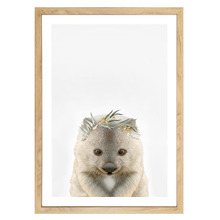 Baby Wombat Eucalyptus Crown Printed Wall Art