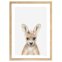 Baby Kangaroo Rose Crown Printed Wall Art