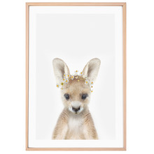 Baby Kangaroo Daisy Crown Printed Wall Art