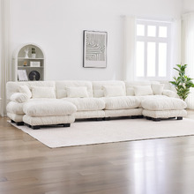 Rizalino 4 Seater Semi-Compressed Modular Sofa & Ottoman Set