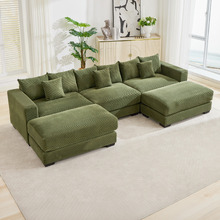 Winona 4 Seater Corduroy Modular Sofa & Ottoman Set