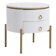 Lulu 2 Drawer Marble-Look Bedside Table