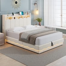 Lotus Teddy Gas Lift Bed Frame with Charging Station