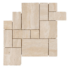 Soline Tumbled Beige French Pattern Travertine Mosaic Tile