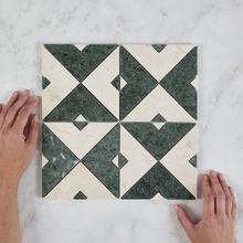 Samira Cream & Green Marble Mosaic Tile
