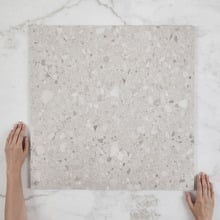 Hadfair 600 x 600mm Silver Terrazzo Look Porcelain Tile