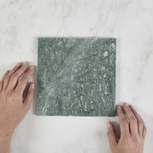 Isha 200 x 200mm Tumbled Green Marble Square Tile