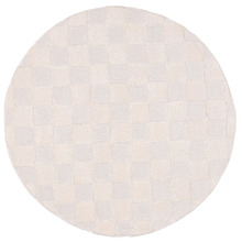 Cream Jovara  Checkered Round Rug